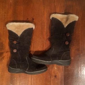 Bass brown suede and faux shearling boots size 8.5